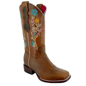 Daisy Women's Embroidery Square Toe Floral Cowgirl Boots (M9001) sz 7 new no box